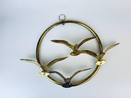 Product image for 'vintage wall mounted flying solid brass bird quattro 11 circular ring' (view 826016)
