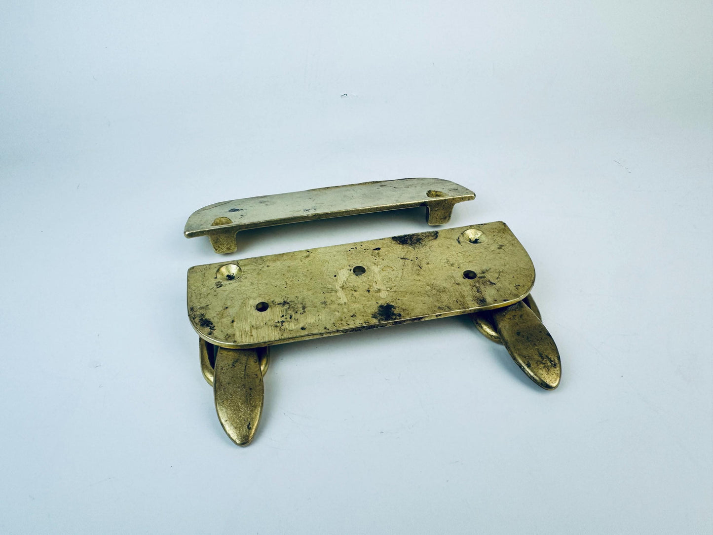 Product image for 'vintage solid brass double latch hardware attractive aged metal patina' (view 6f3001)