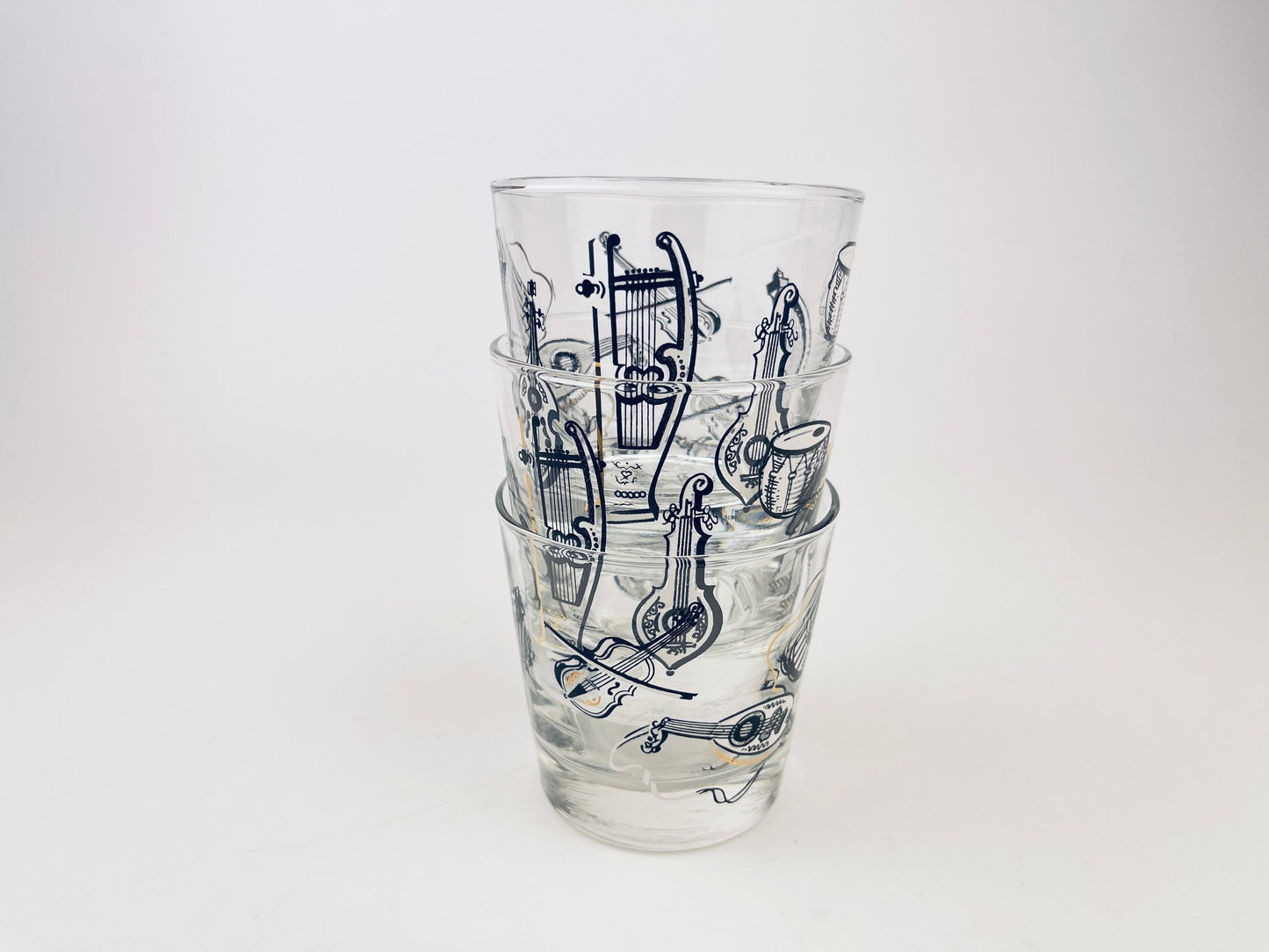 Product image for 'vintage musical instruments low ball drinking glasses set of three 3 musician gift vintage barware libbey glassware' (view 5301a6)