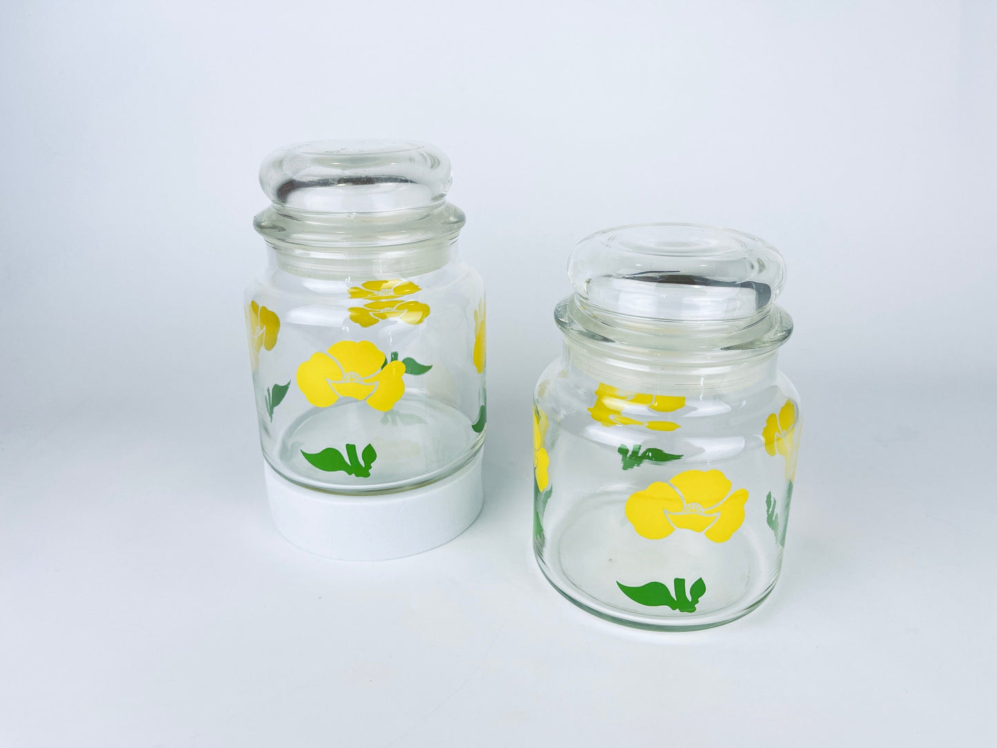 Product image for 'vintage yellow floral glass airtight container jar sold separately' (view 679540)