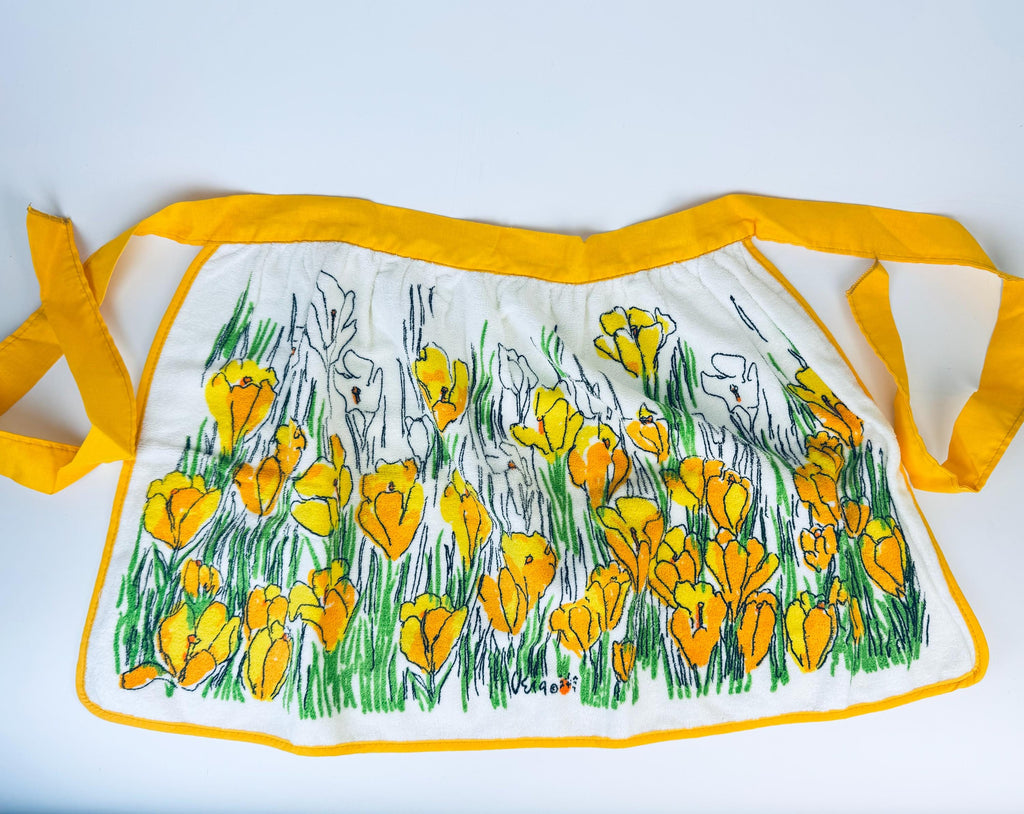 Product image for 'vintage vera yellow floral terry cloth towel waist apron 100 cotton new old stock nos' (view bf8d45)