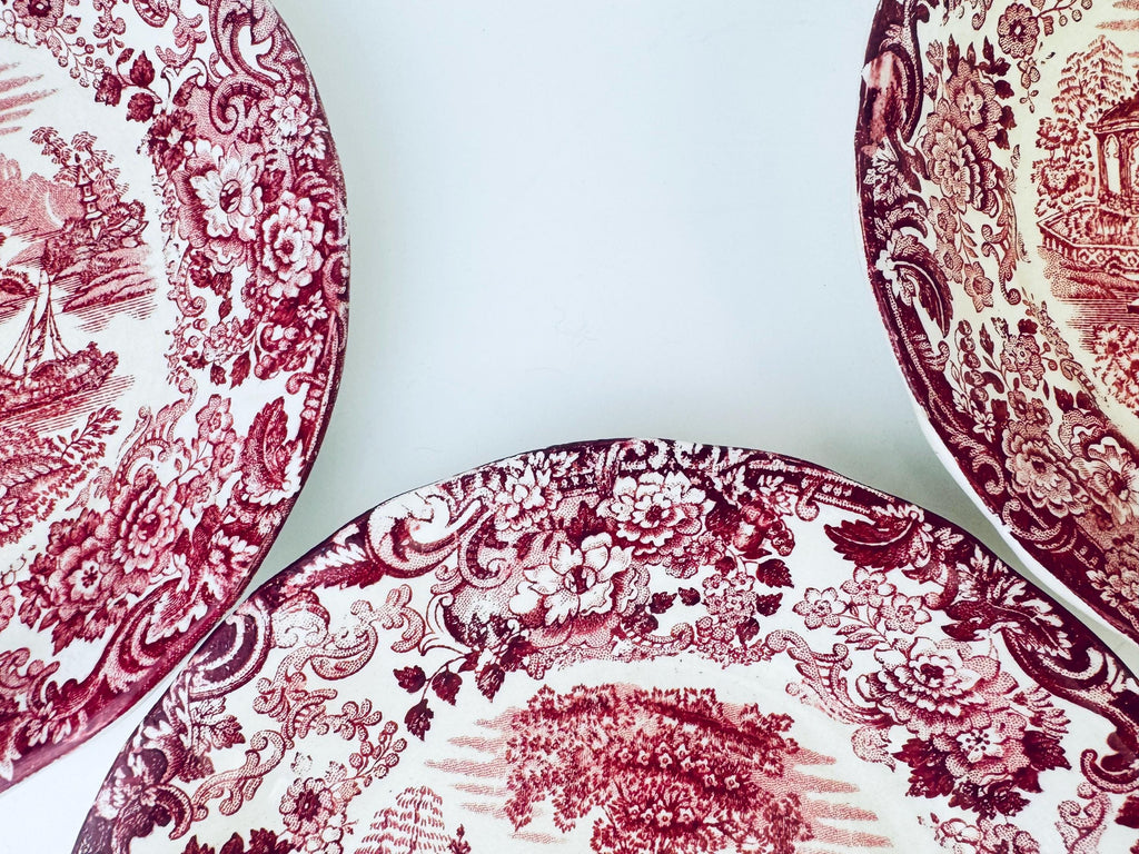 Product image for 'vintage 1940s la cartuja de sevilla pickman red transferware plates spanish earthenware serving display plates sold separately' (view c9c49b)