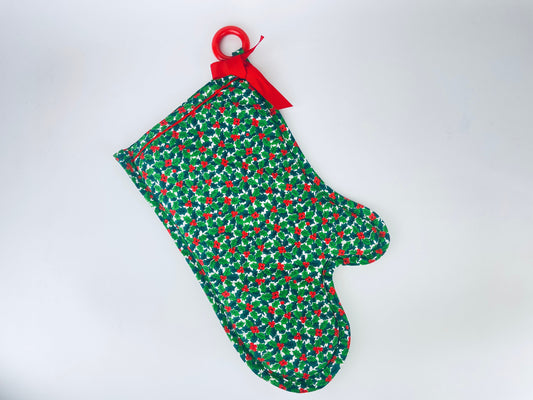Product image for 'vintage christmas pot holder oven mitt mistletoe red berry design hanging loop bow' (view 89d921)