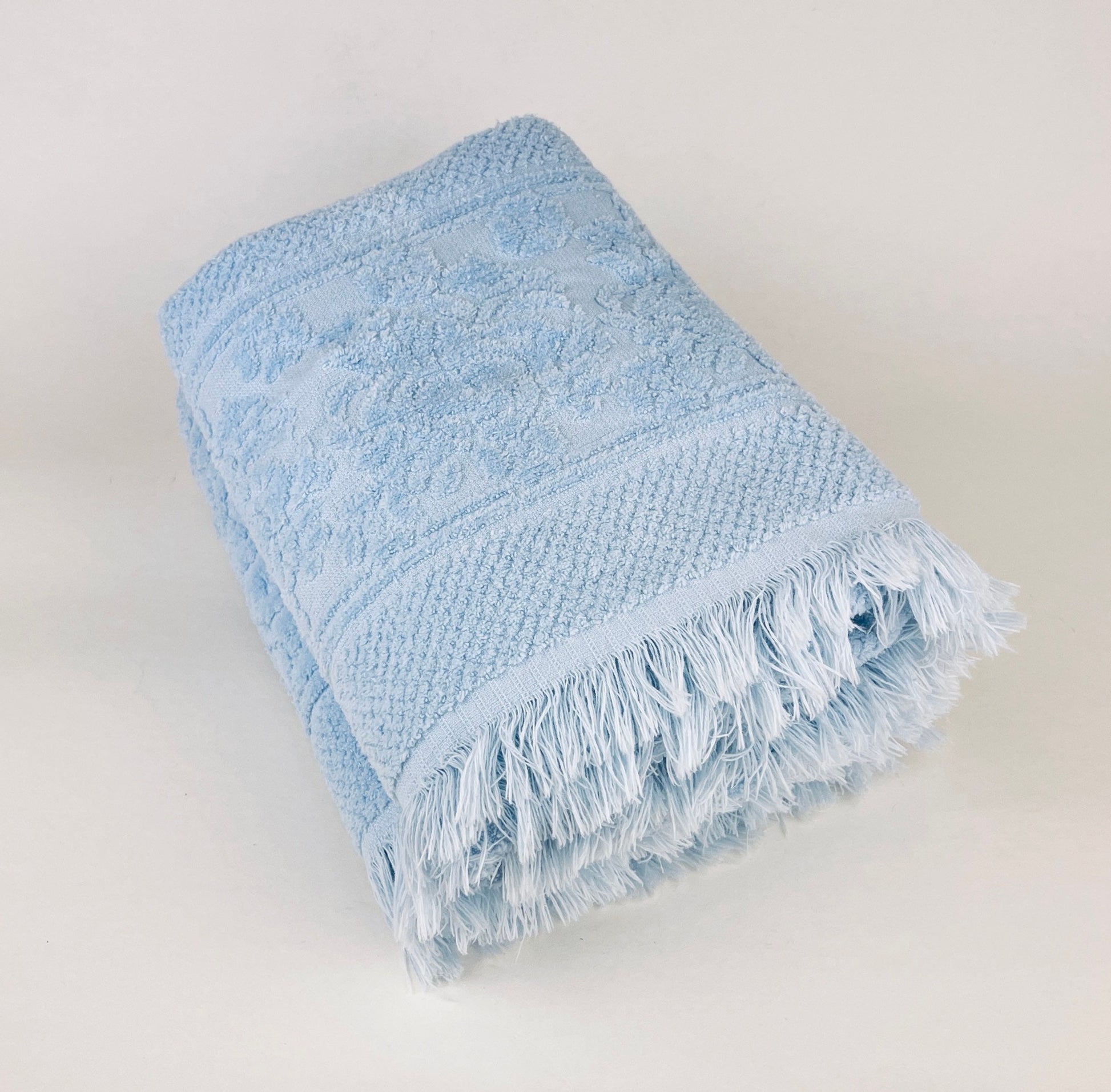 Product image for 'vintage blue textured floral fringe rectangular bath towels cotton polyester blend made in canada sold separately' (view 02e08a)