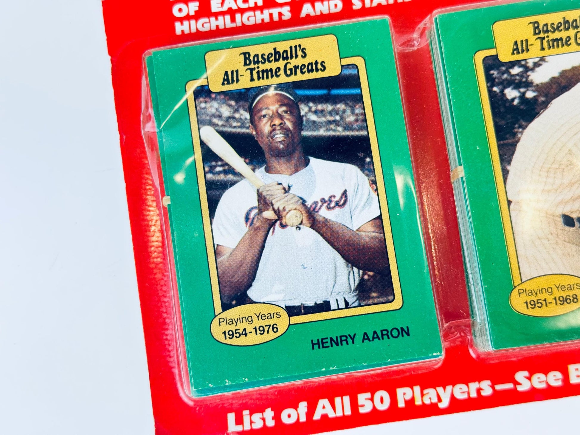 Product image for 'vintage baseballs all time greats collectible sport cards set of fifty 50 new old stock nos made in usa 1987' (view acce9b)