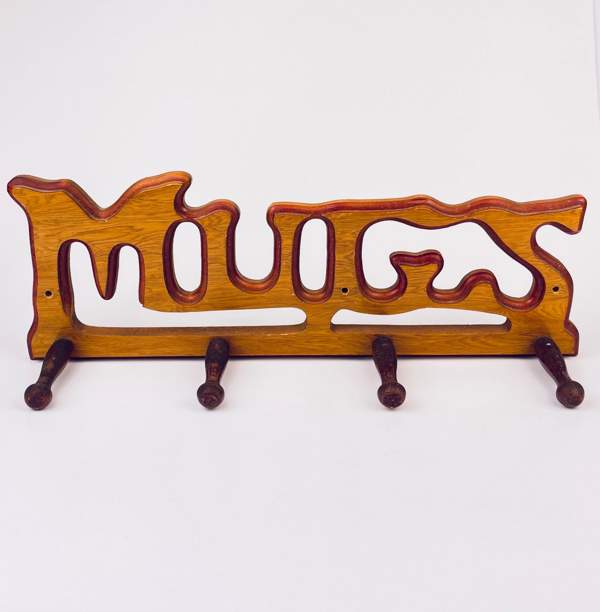 Product image for 'vintage solid wood mug rack organizer rustic brown kitchen wall peg shelf' (view 8cd161)