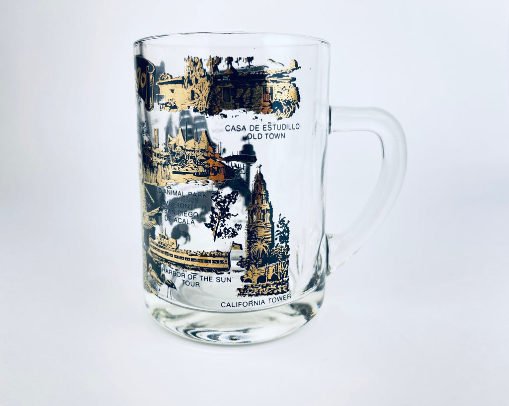 Product image for 'vintage san diego glass mug mid century california souvenir with heavy base' (view e38eb7)