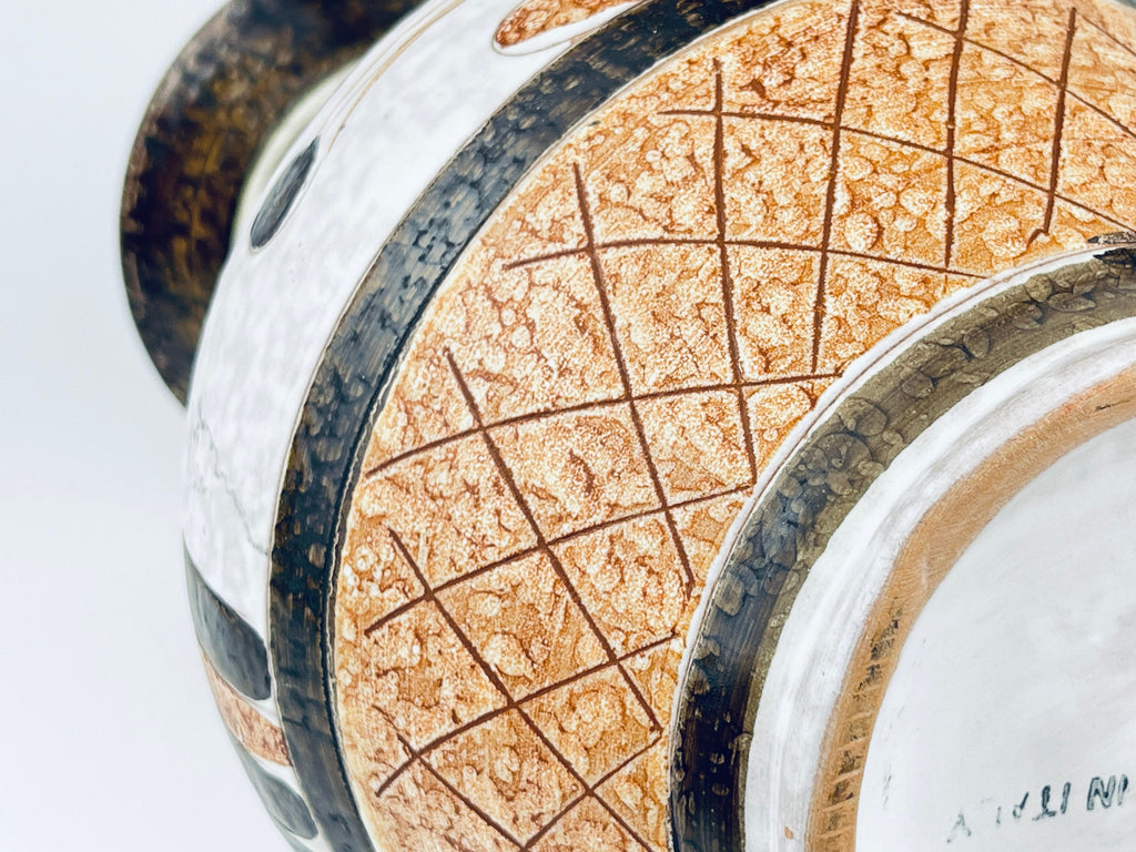 Product image for 'vintage italian muted earth tone hand painted mcm pottery widemouth vase made in italy by italica arc pottery' (view 78d524)