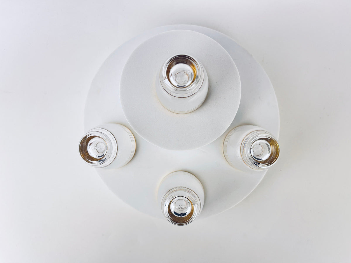 Product image for 'vintage french gold striped clear shot glass barware set set of four 4 made in france' (view 29270e)