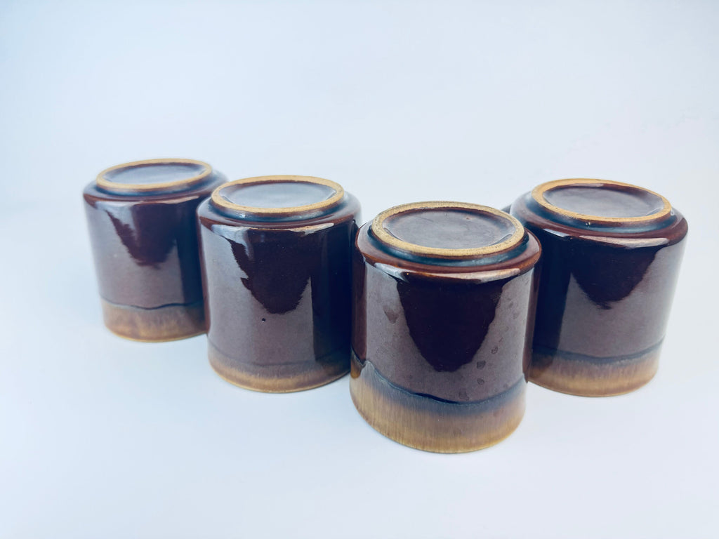 Product image for 'vintage coffee house wooden mug organiser ceramic drip glaze mugs set of four 4 maison du cafe en francis' (view 210419)