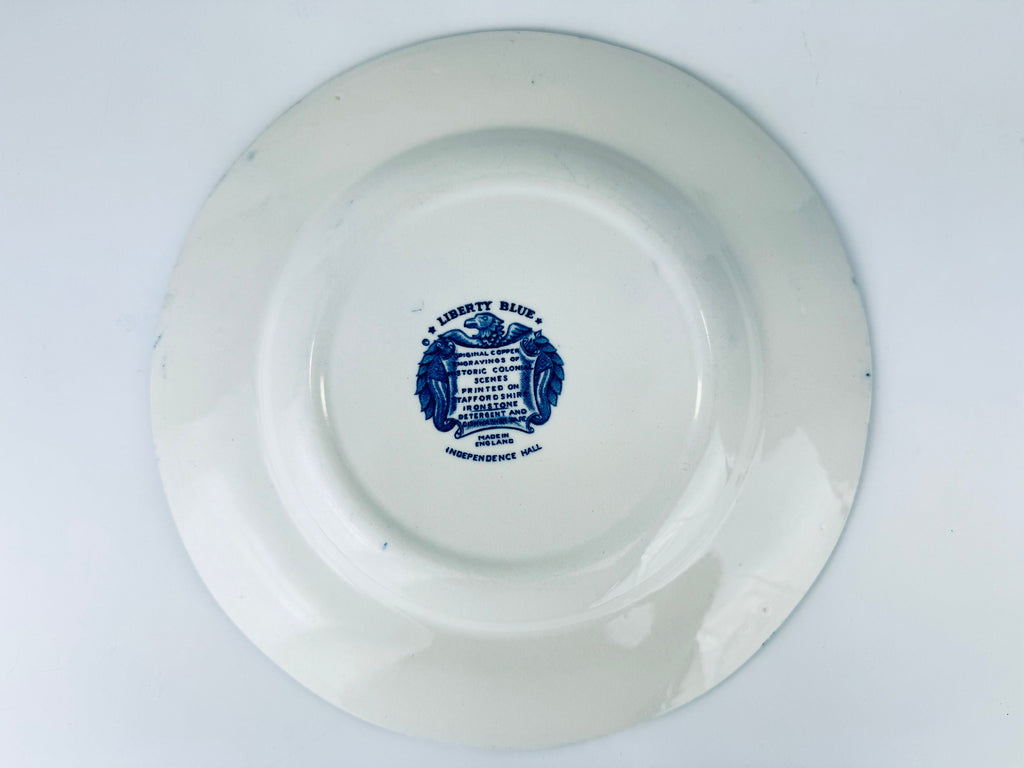 Product image for 'vintage liberty blue staffordshire ironstone 9 75 replacement plates independence hall pattern made in england sold individually' (view ae6435)
