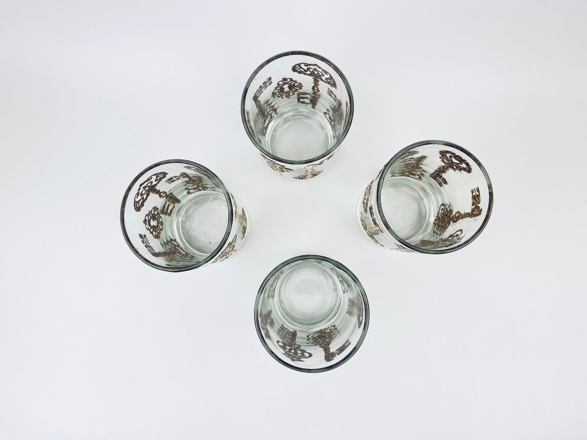 Product image for 'vintage libbey golden embossed skeleton key glasses set of four 4' (view e82e80)