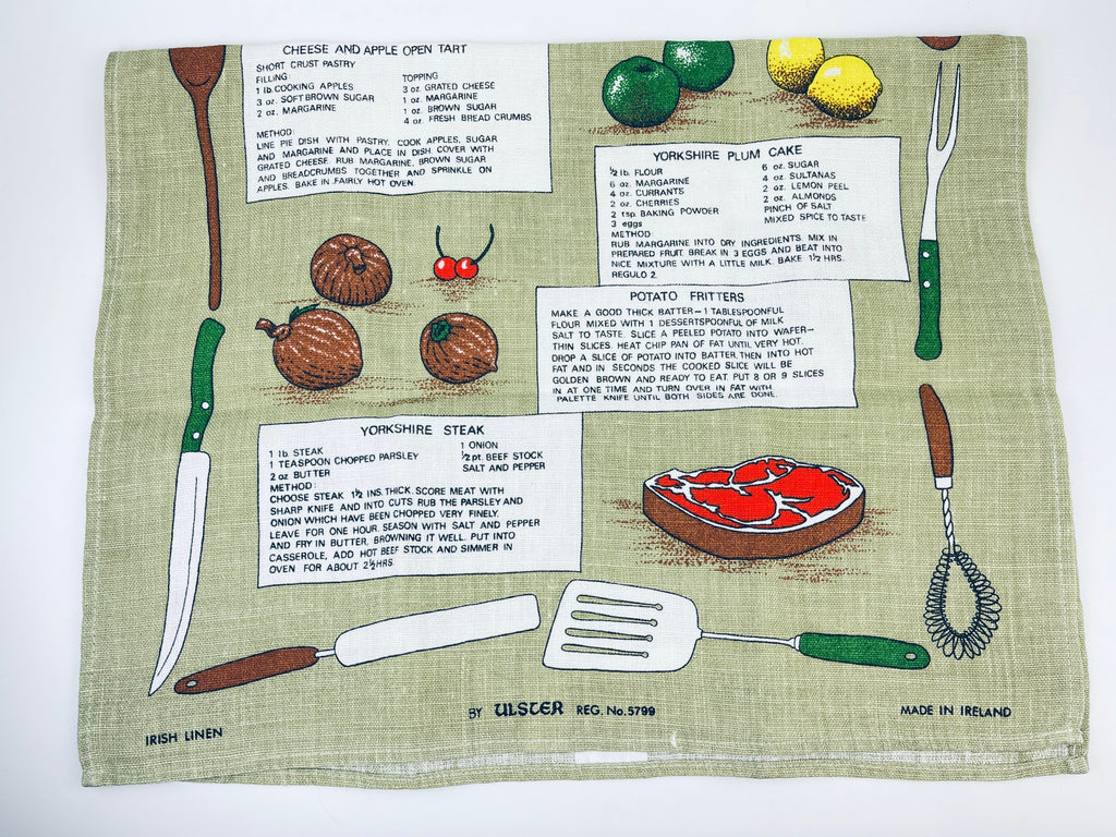 Product image for 'vintage yorkshire recipes tea towel irish linen kitchen art' (view 6df163)