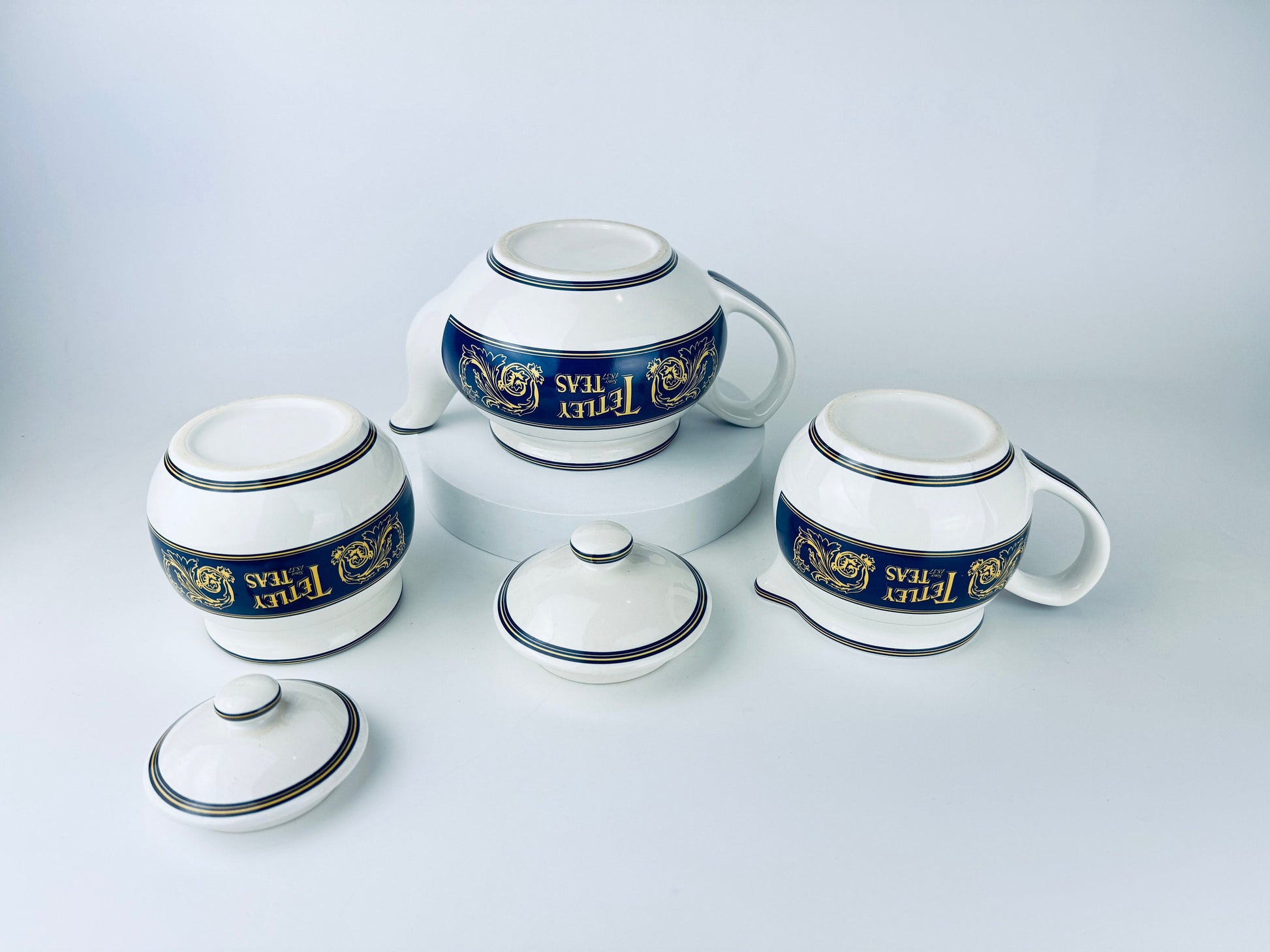 Product image for 'vintage tetley teas kettle teapot set since 1837 made by kilncraft in england promotional tea gift item' (view 51738c)