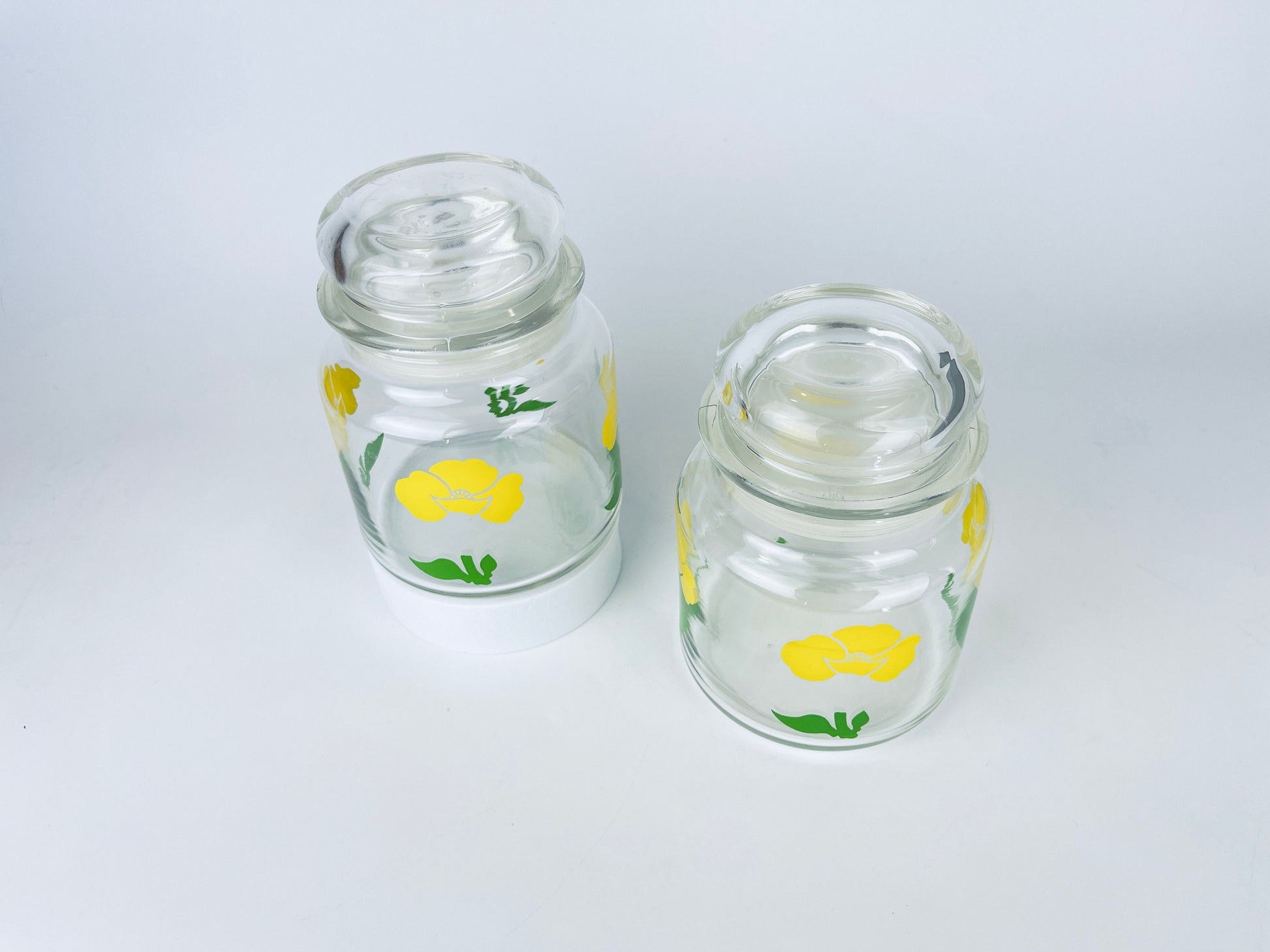Product image for 'vintage yellow floral glass airtight container jar sold separately' (view 7ed25b)
