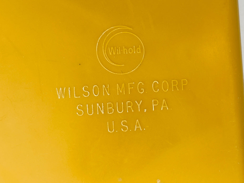 Product image for 'vintage wilson wil hold sewing box mustard yellow swirl pattern with plastic organizers handle' (view 4ef243)