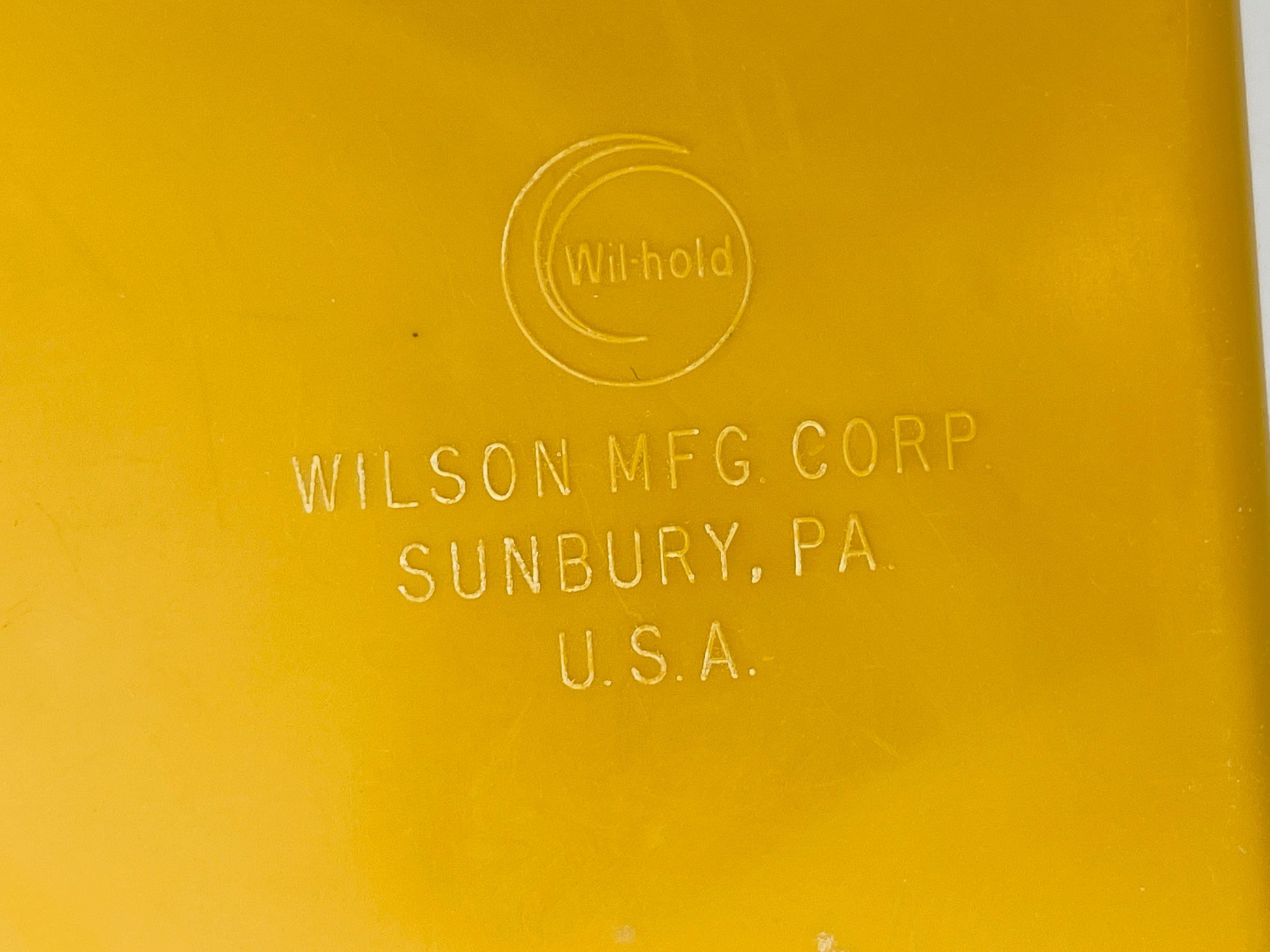 Product image for 'vintage wilson wil hold sewing box mustard yellow swirl pattern with plastic organizers handle' (view 4ef243)