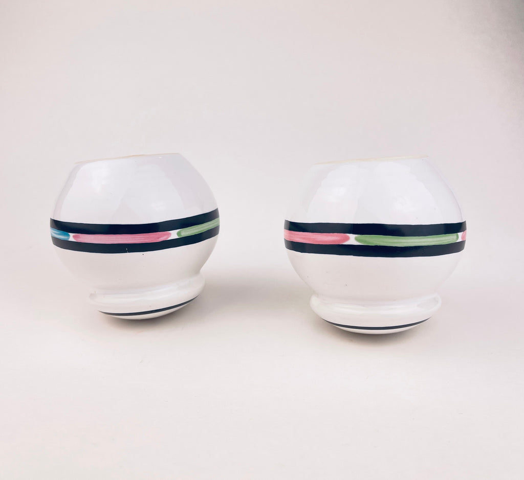 Product image for 'vintage 80s style pastel striped ceramic salt pepper shakers' (view 7aed4b)