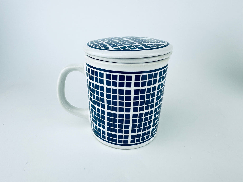 Product image for 'vintage ceramic tea mugs blue plaid pink geraniums design sold separately' (view 139c73)