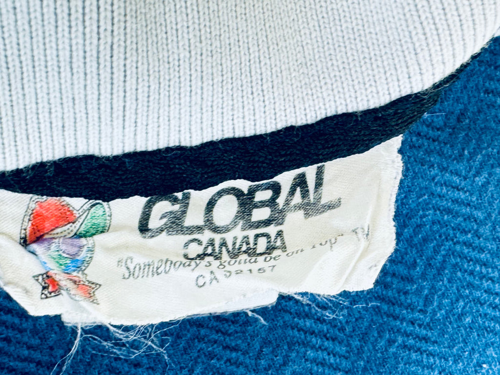 Product image for 'vintage global canada 1990s 100 cotton short sleeve polo shirt blue grey collar made in canada' (view a1c207)