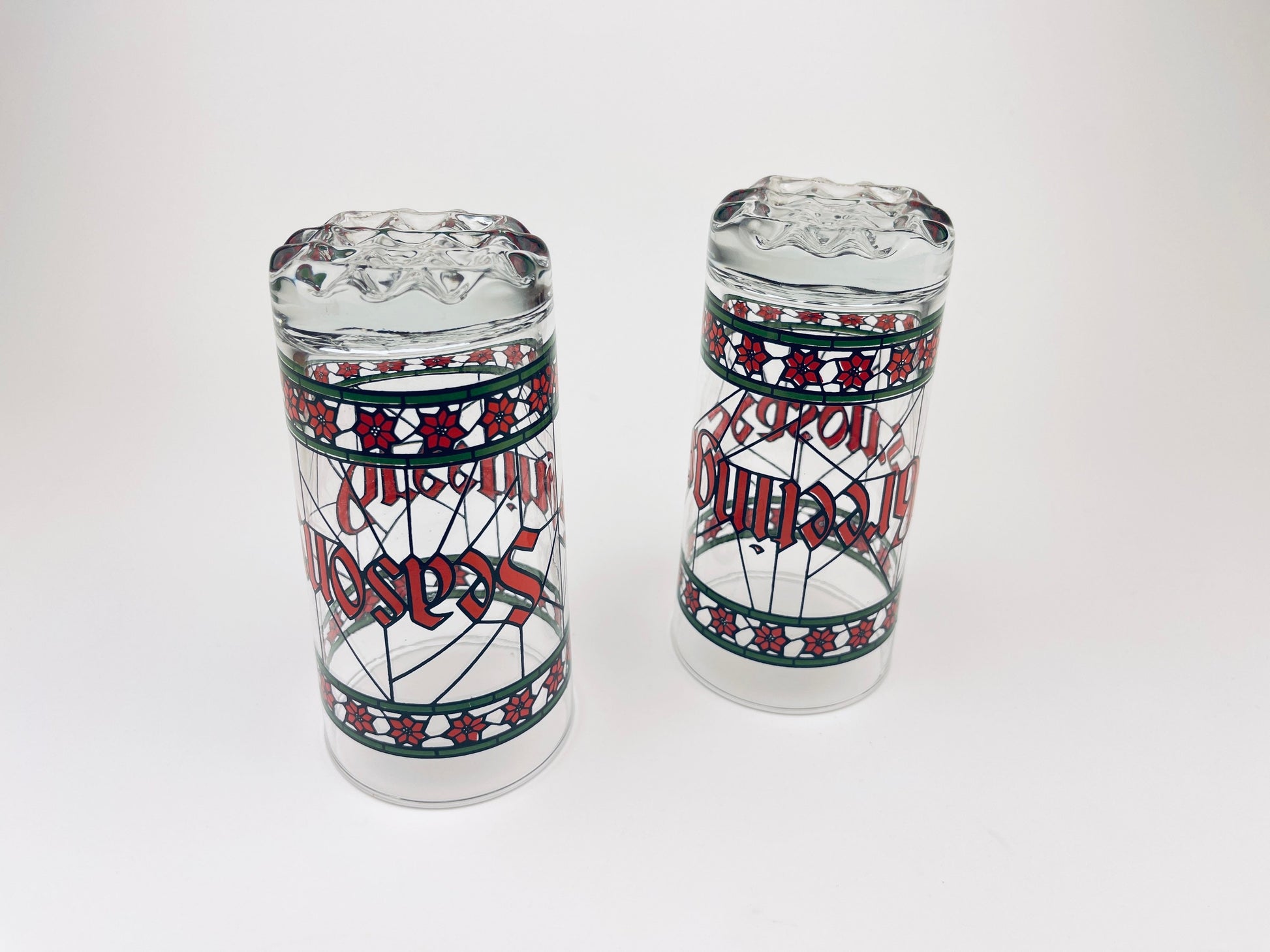 Product image for 'vintage houze season s greetings stained glass tumblers sets sold separately' (view 634130)