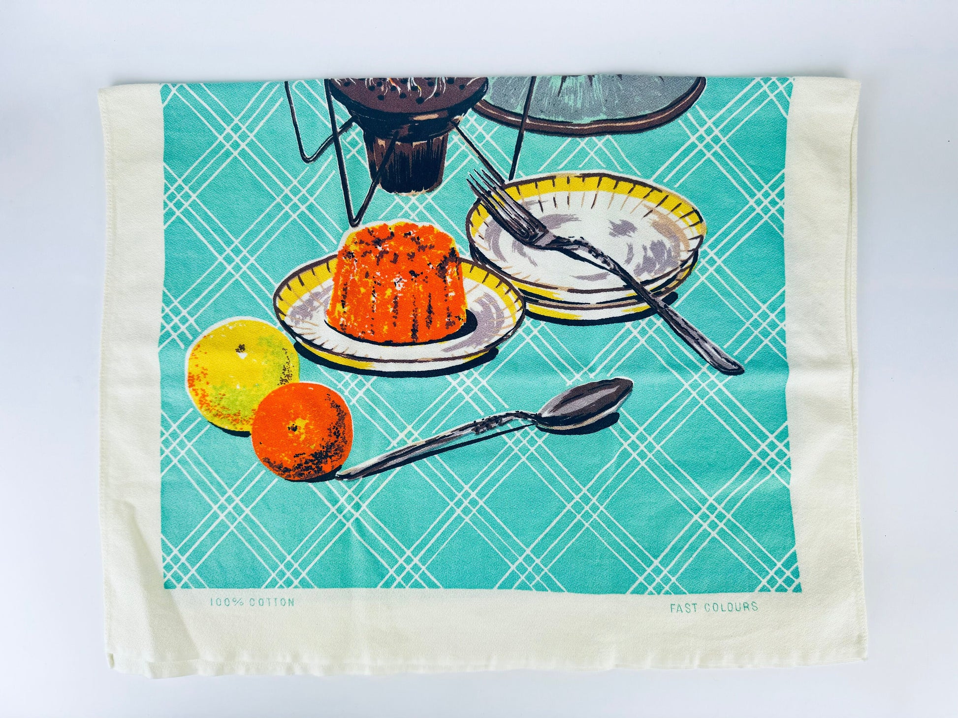 Product image for 'vintage beige green kitchen linen tea towel statement towel 100 cotton' (view 8feb77)