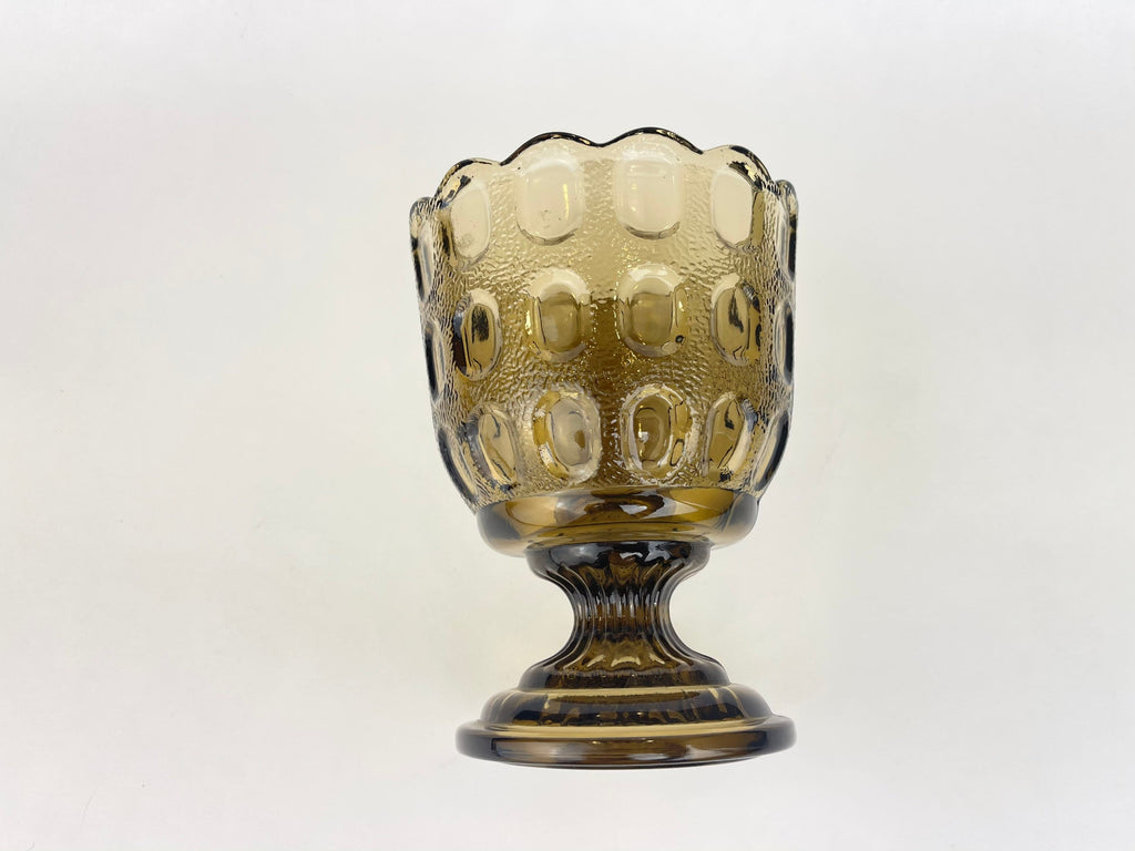 Product image for 'vintage smokey brown thumbprint glass vase planter made by e o brody co m420' (view f2ac1c)