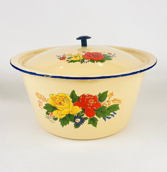 Product image for 'vintage floral enamelware cooking pot rustic kitchen decor collectible' (view 4eb138)