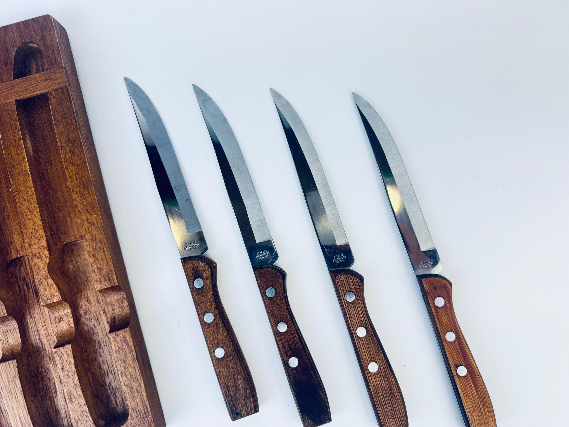 Product image for 'vintage japanese stainless steel wood knife set set of 4 wall mount block' (view 52bf22)