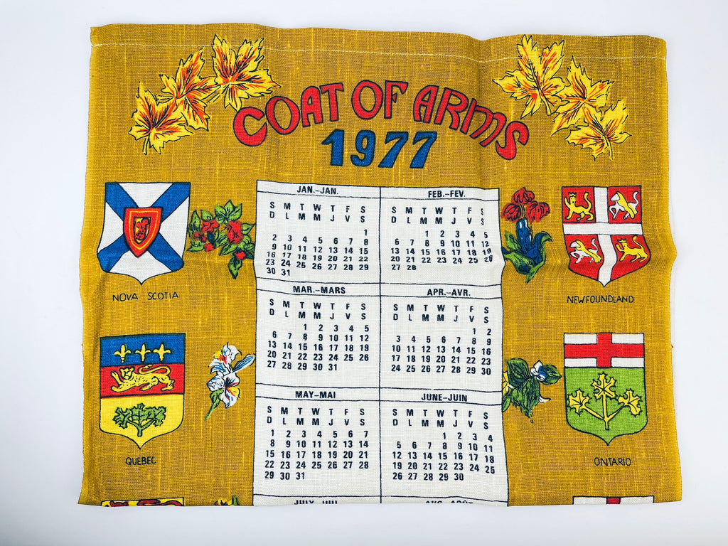 Product image for 'vintage 1977 canada coat of arms tea towel pristine linen calendar' (view 00a0fc)