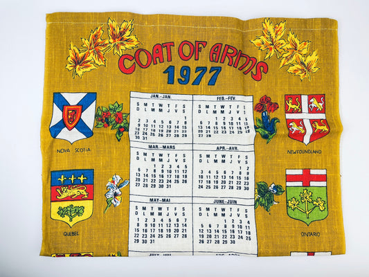 Product image for 'vintage 1977 canada coat of arms tea towel pristine linen calendar' (view 00a0fc)
