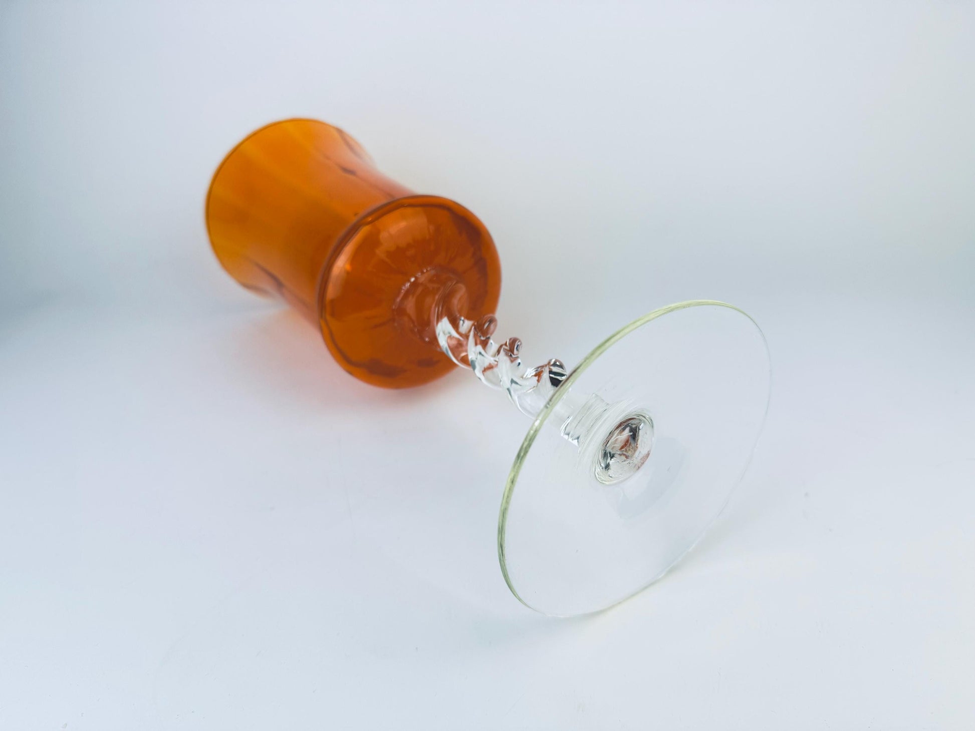 Product image for 'vintage orange italian empoli art glass twisted glass vase bowl' (view a2c0fc)