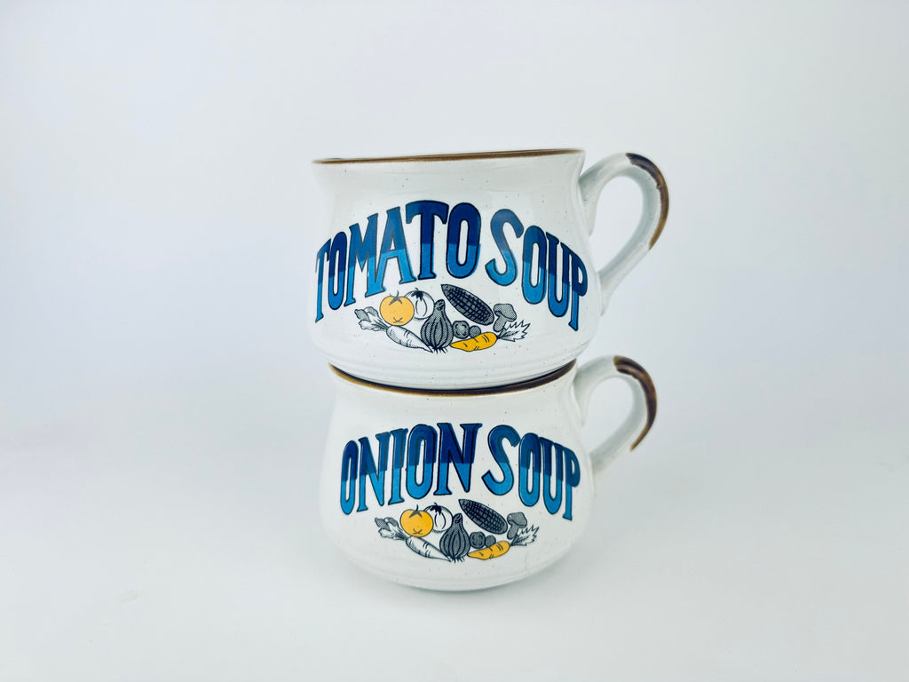 Product image for 'vintage festival hand made stoneware ceramic handled soup bowls set of two 2 made in korea' (view 074996)
