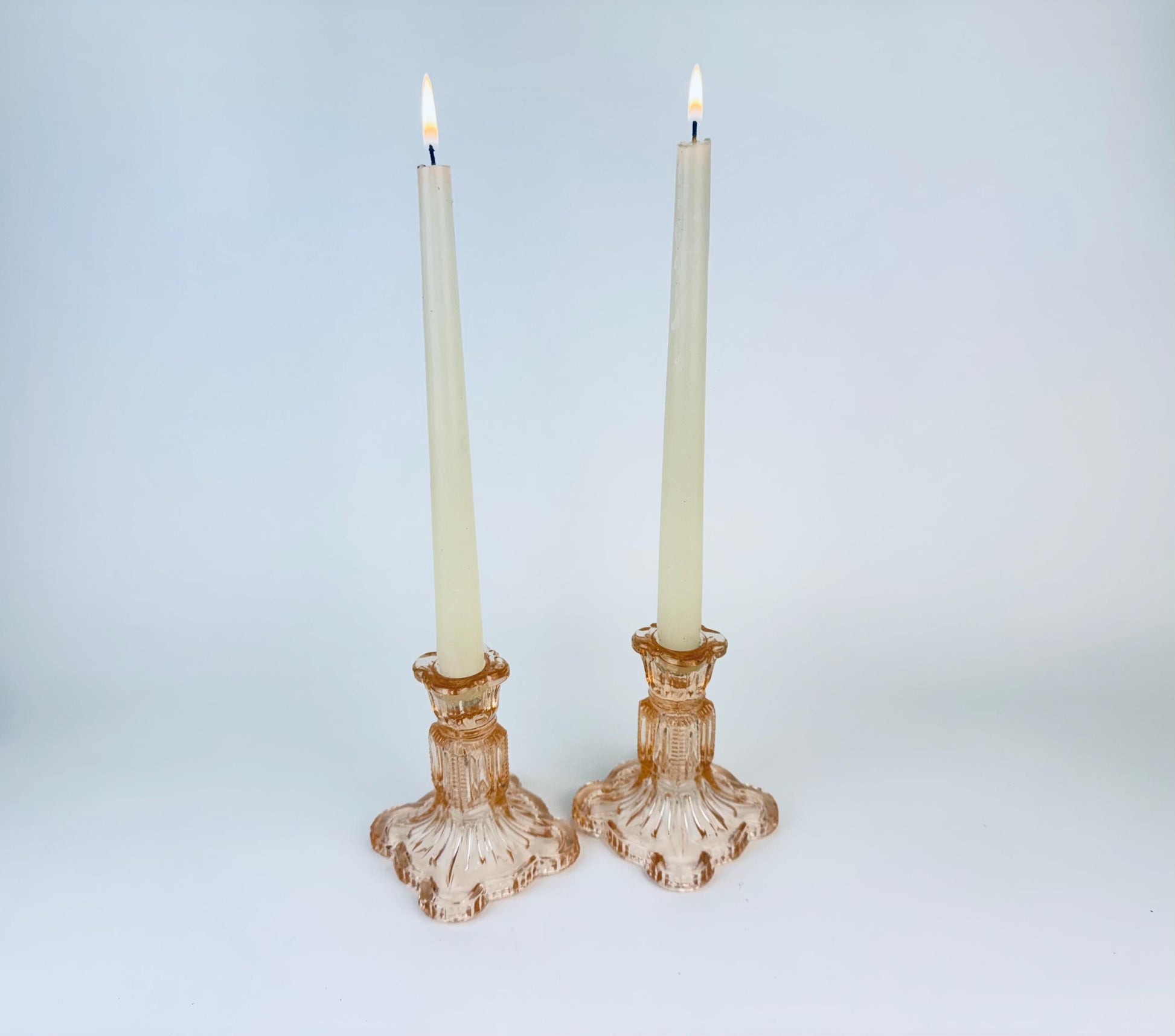 Product image for 'vintage pink blush depression glass candlestick holders set of two 2' (view 4c6cca)