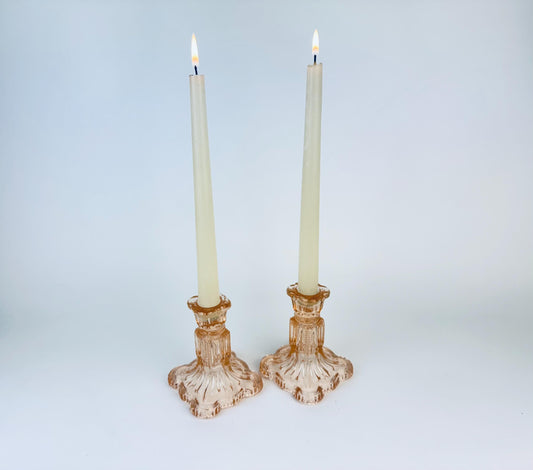 Product image for 'vintage pink blush depression glass candlestick holders set of two 2' (view 4c6cca)