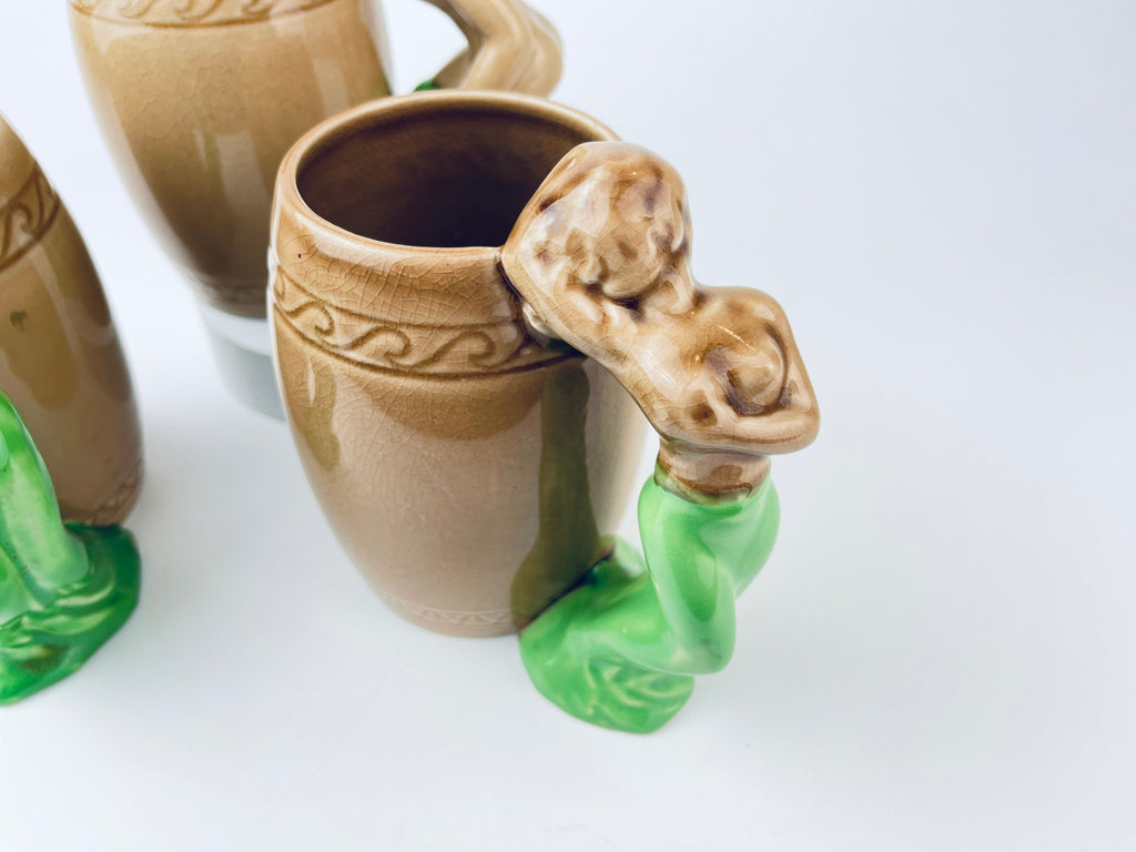 Product image for 'vintage risque nude woman barrel shaped brown ceramic mug sold individually groomsmen barware gift made in japan 1' (view 1f63f8)