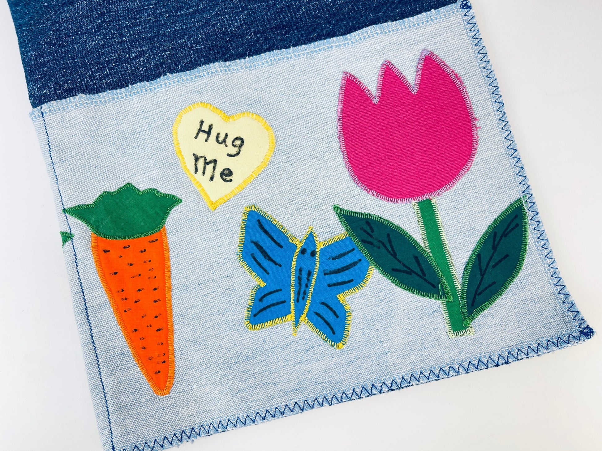 Product image for 'vintage handmade denim gardening waist apron dual front pockets fruit veggie pattern' (view e5a2f7)