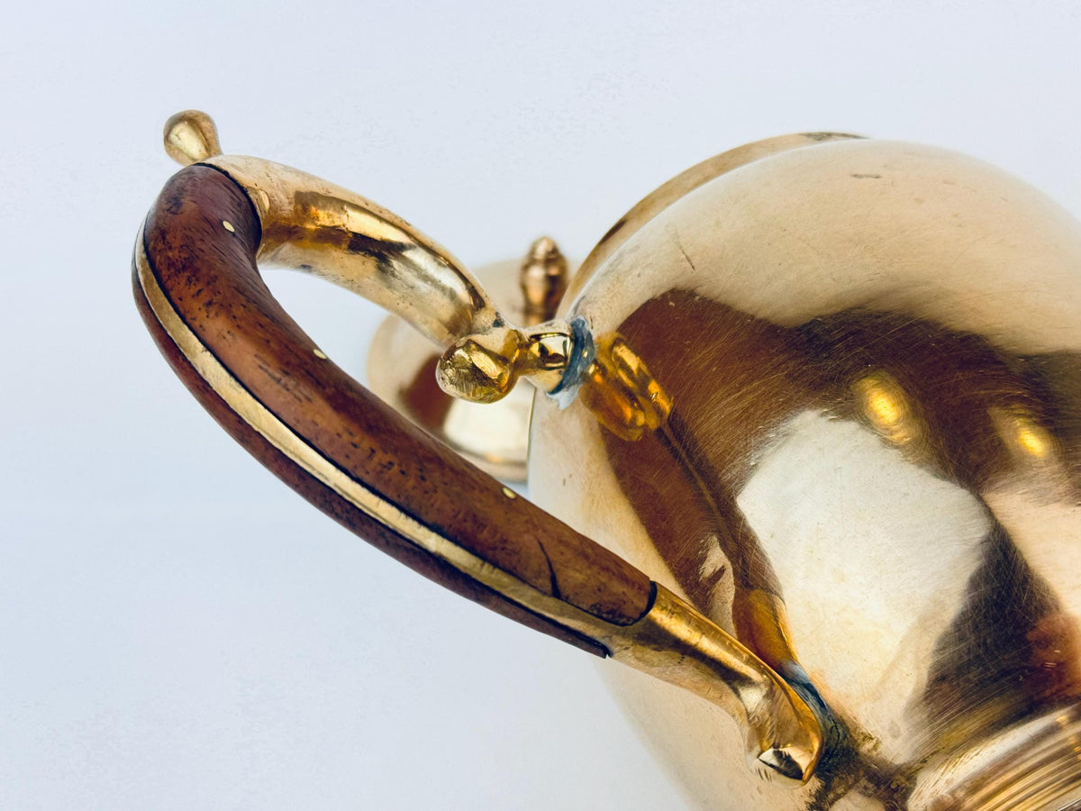 Product image for 'vintage solid brass wood handle teapot kettle' (view 10d7fd)