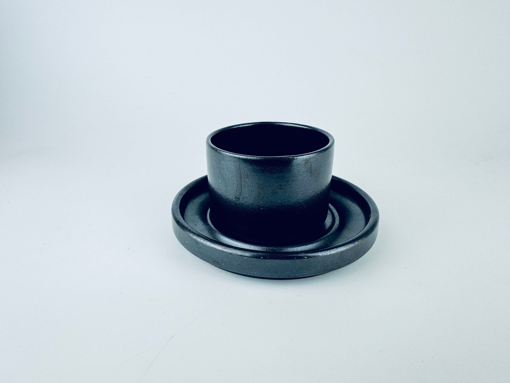 Product image for 'vintage brenne gres de grand feu stoneware coffee mug saucer made in france' (view c92641)