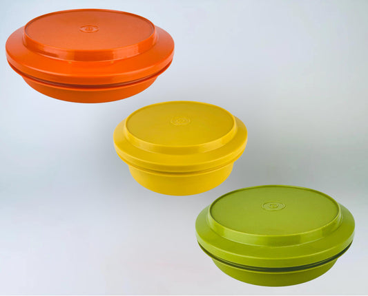Product image for 'vintage plastic tupperware containers harvest orange yellow avocado green made in canada sold separately' (view 86a862)