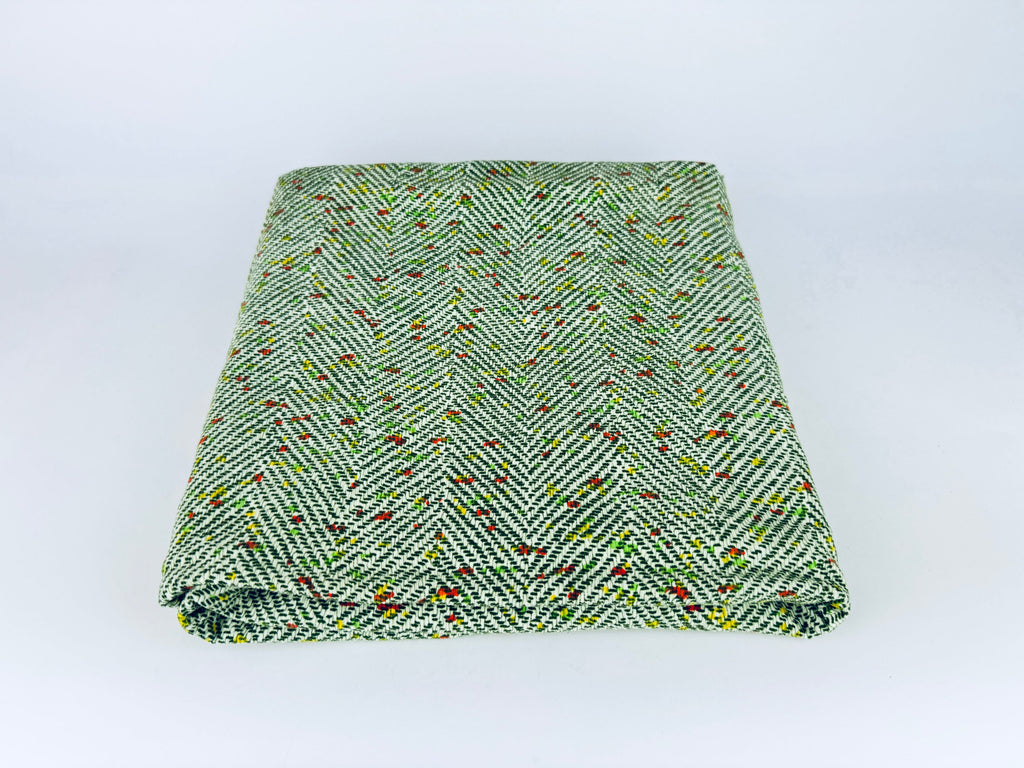 Product image for 'vintage 1970s green beige herringbone dot polyester fabric 40 x 83' (view 5a946d)
