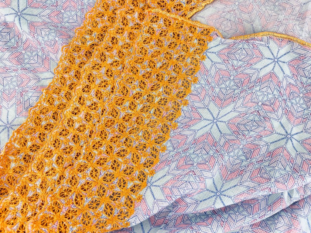 Product image for 'vintage purple blue table cloth nordic snowflake floral lace edge' (view a1019d)