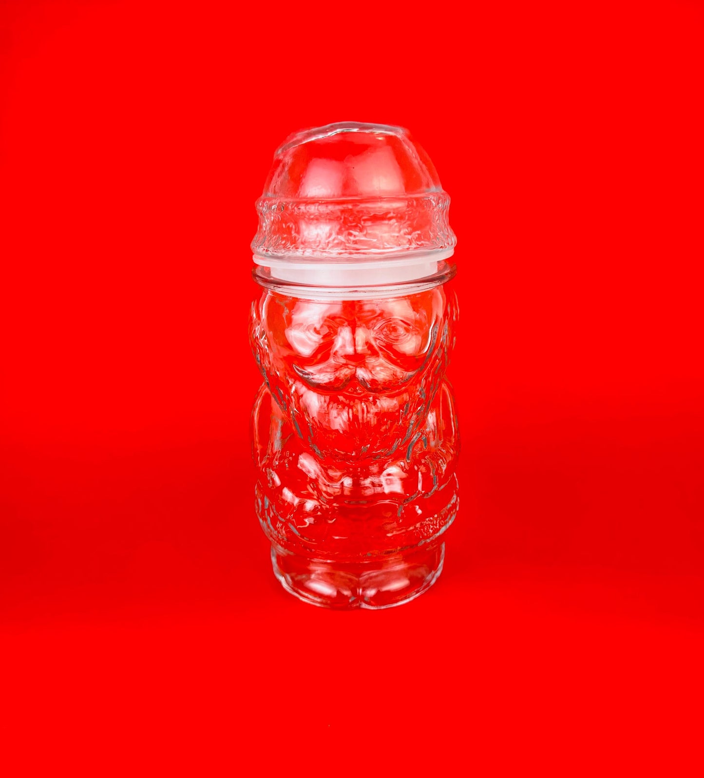 Product image for 'vintage textured clear glass santa jar air tight made in mexico christmas baking container candy jar' (view b17c2c)