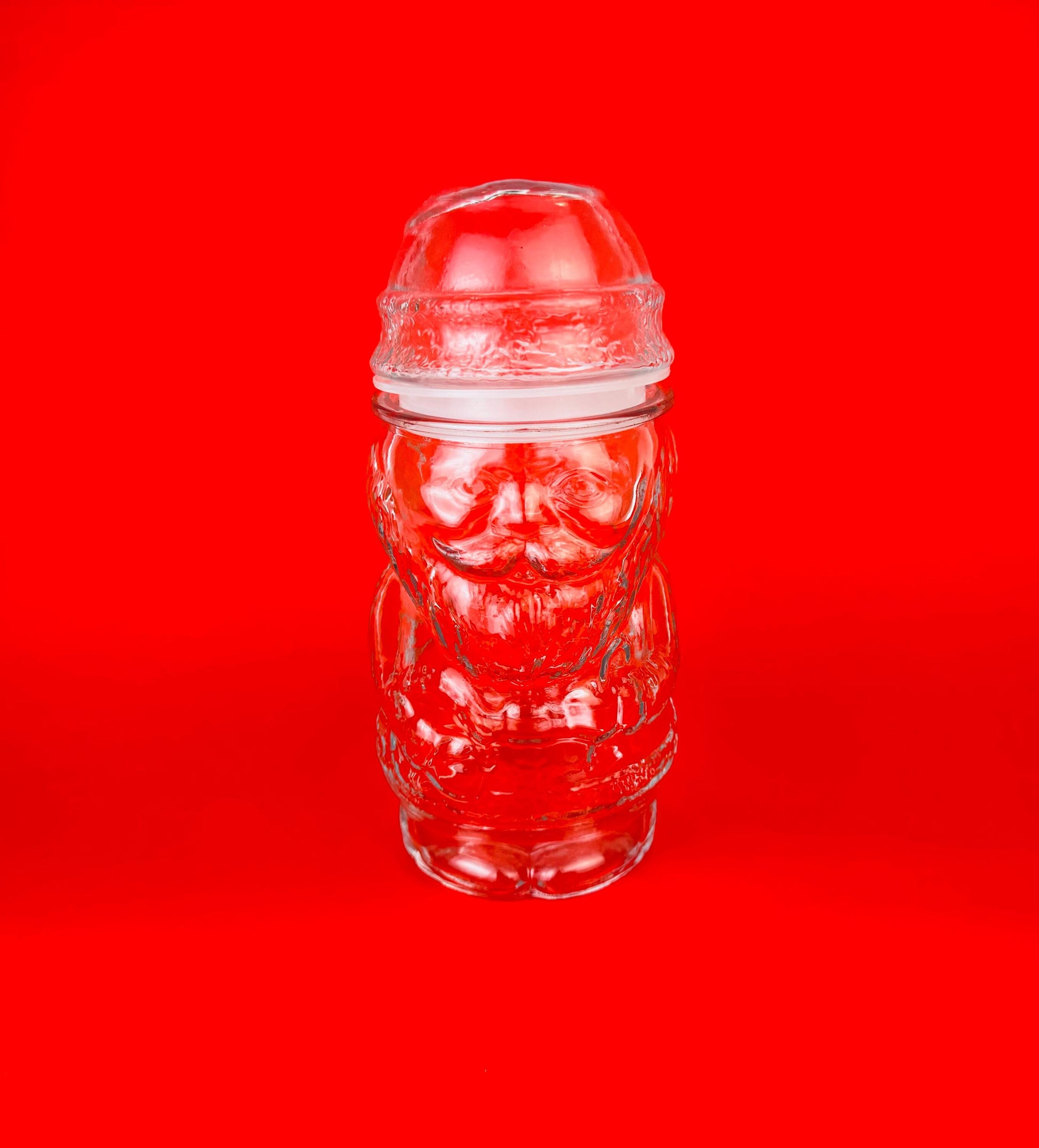 Product image for 'vintage textured clear glass santa jar air tight made in mexico christmas baking container candy jar' (view b17c2c)