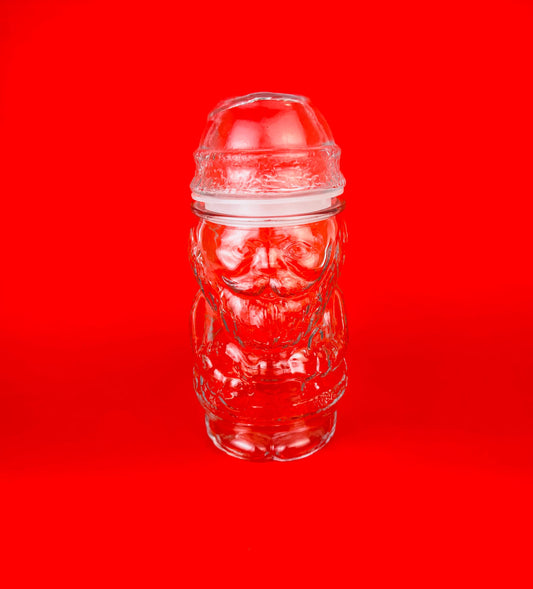 Product image for 'vintage textured clear glass santa jar air tight made in mexico christmas baking container candy jar' (view b17c2c)