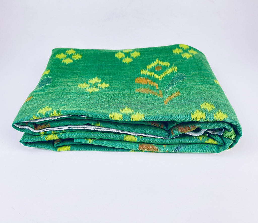 Product image for 'vintage green yellow brown geometric ikat cotton fabric 40 5 x 80' (view 922192)