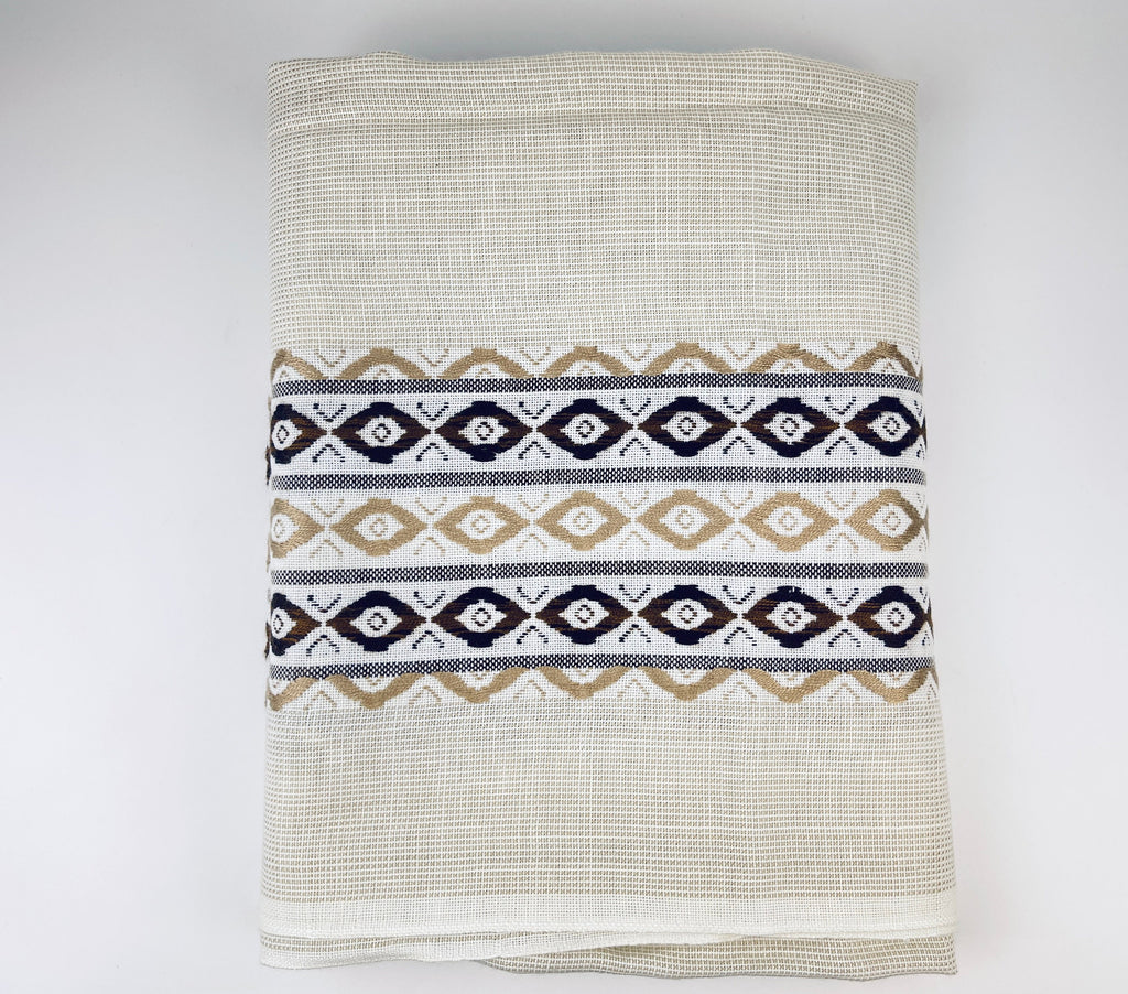 Product image for 'vintage beige acrylic embroidered table cloth geometric pattern 49 x 59' (view 6577b0)