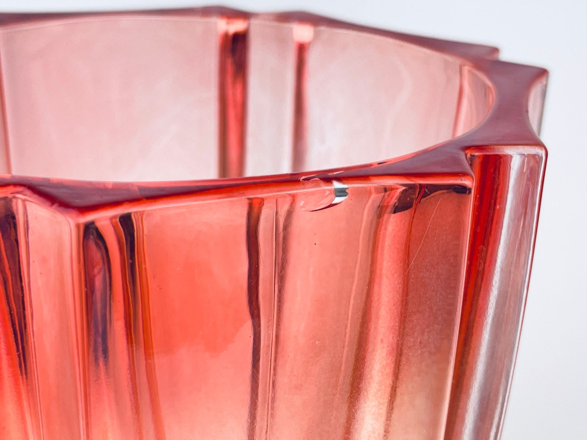 Product image for 'vintage cranberry red heavy glass vase ridged line exterior' (view 954d9c)