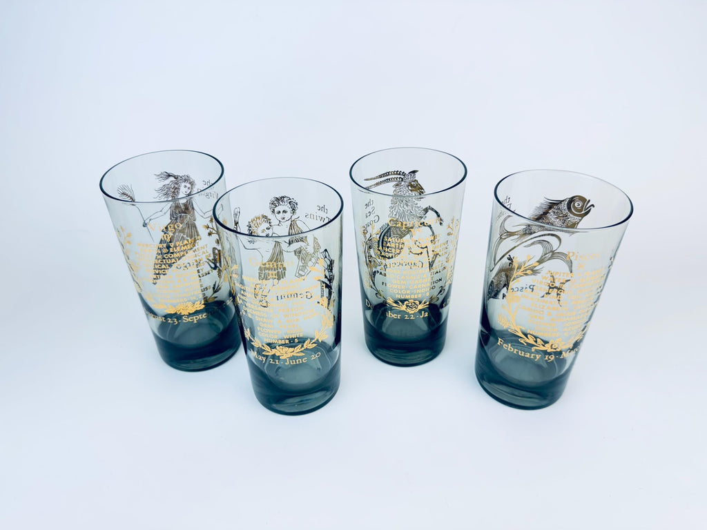 Product image for 'vintage federal glass zodiac tumblers set of 4 astrological highball glasses' (view 7f1152)