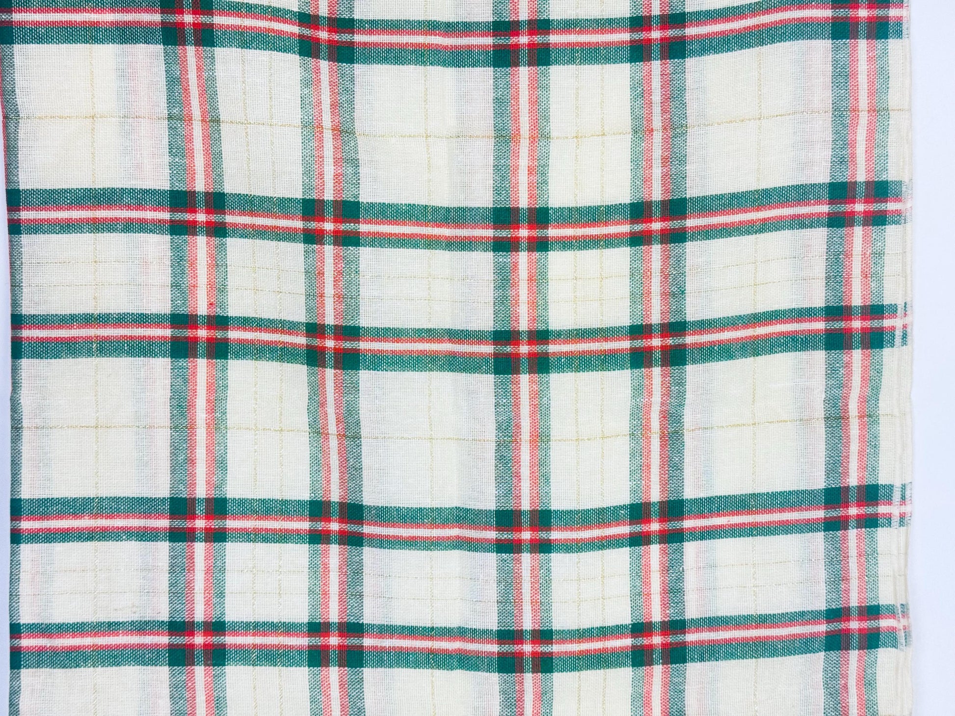 Product image for 'vintage square christmas plaid table cloth gold metallic stripe new old stock nos' (view 7ab48a)